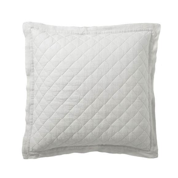 Pottery Barn Belgian Flax Linen Sham EURO  Diamond Quilted Pillow‎ Soft Gray NEW - Picture 5 of 5